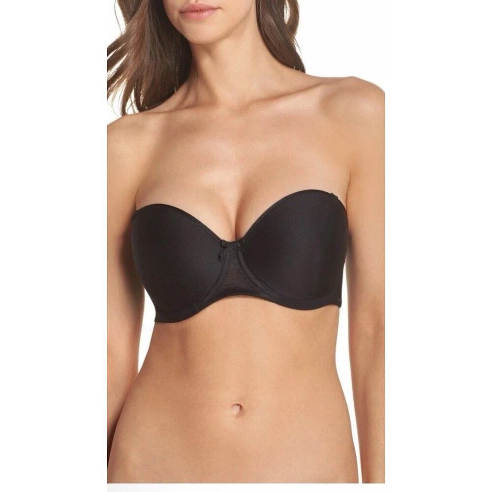 Chantelle Womens 34DDD Solid Black Strapless Modern Silicone Bra 2195 NWT $90